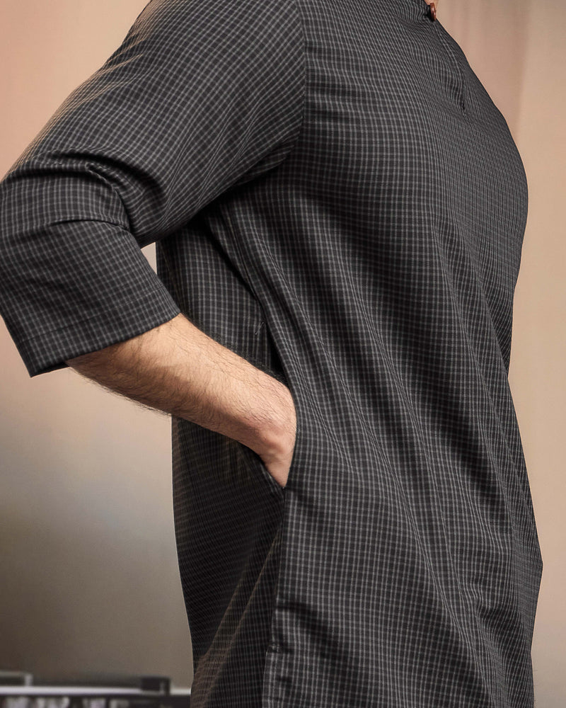 KURTA BAHARI (Checked) - BLACK