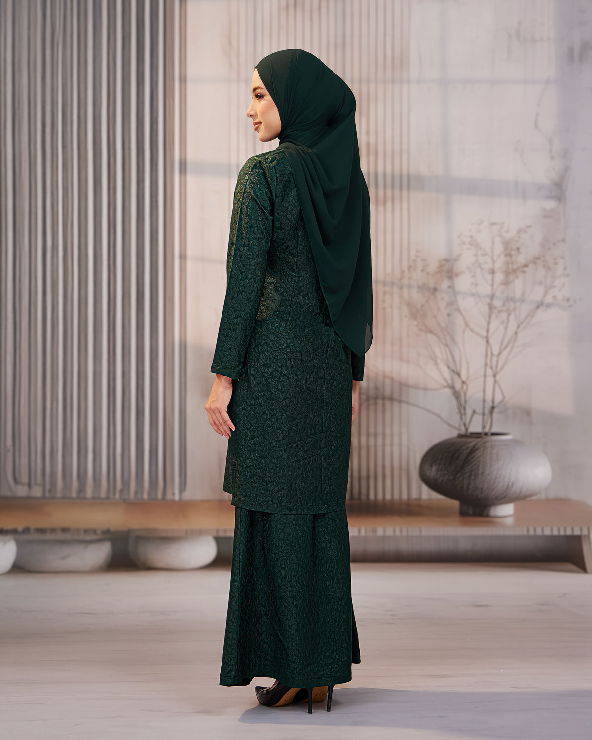KURUNG ORKED (Moden) - Emerald Green | Soft Premium Brocade