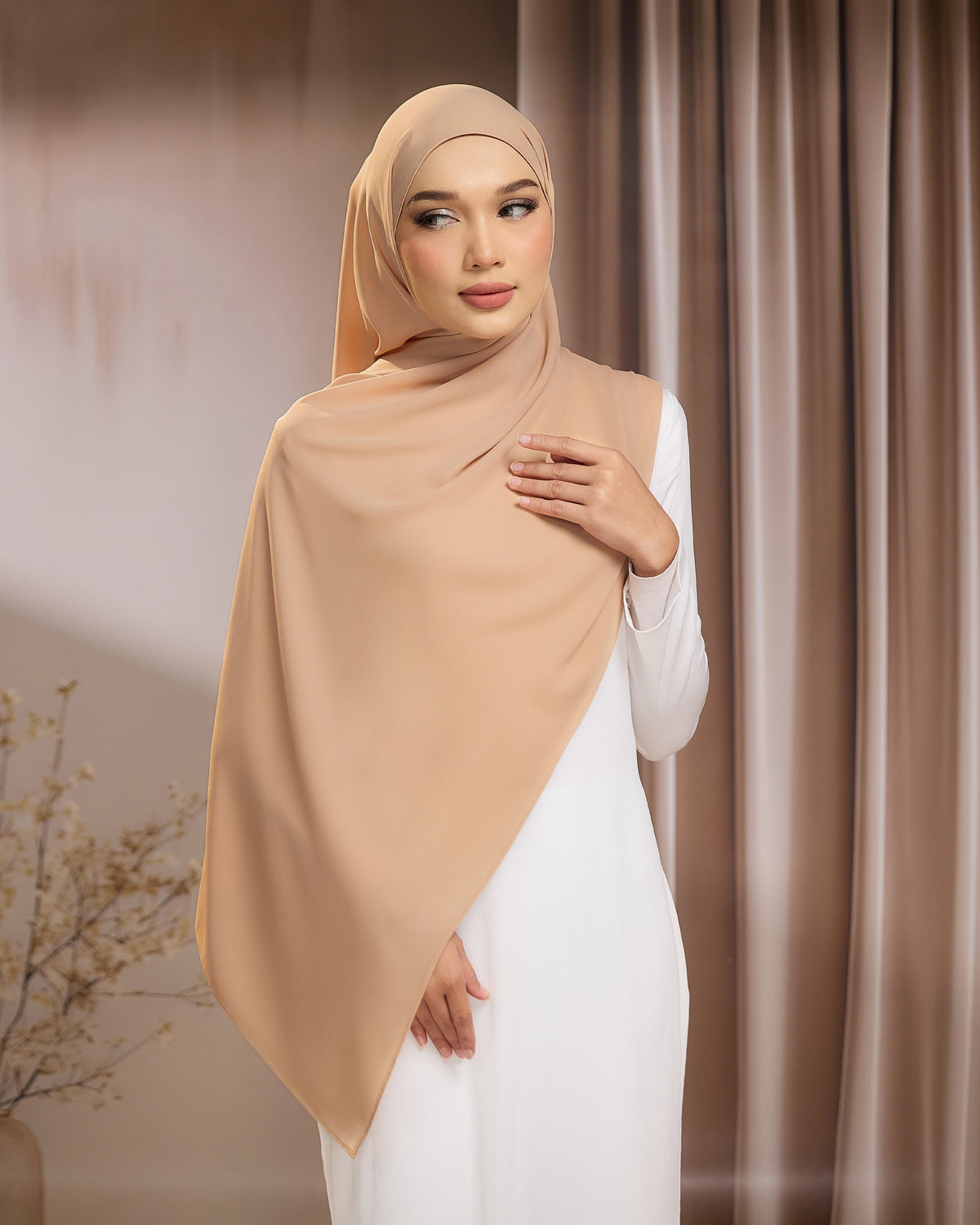 LUNA SHAWL - NUDE | FLOWY TUDUNG