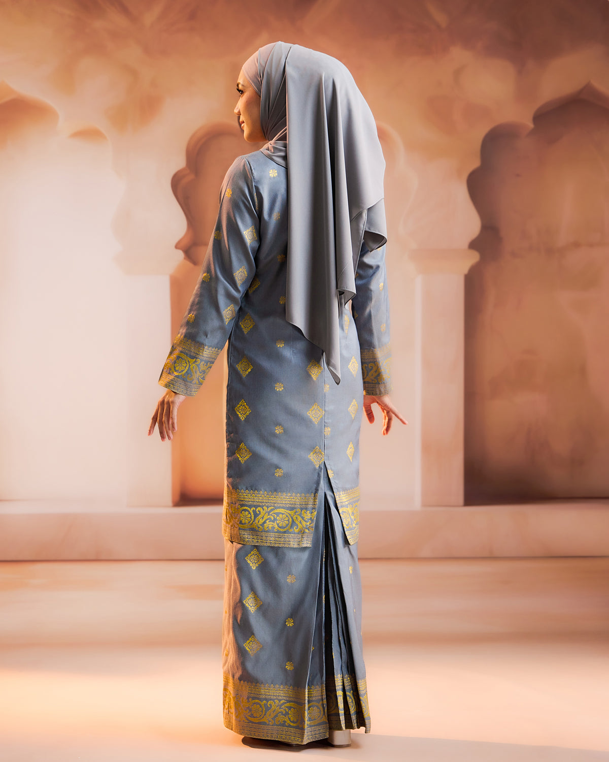 KURUNG PURNAMA (MODEN) RTW | ASH GREY GOLD
