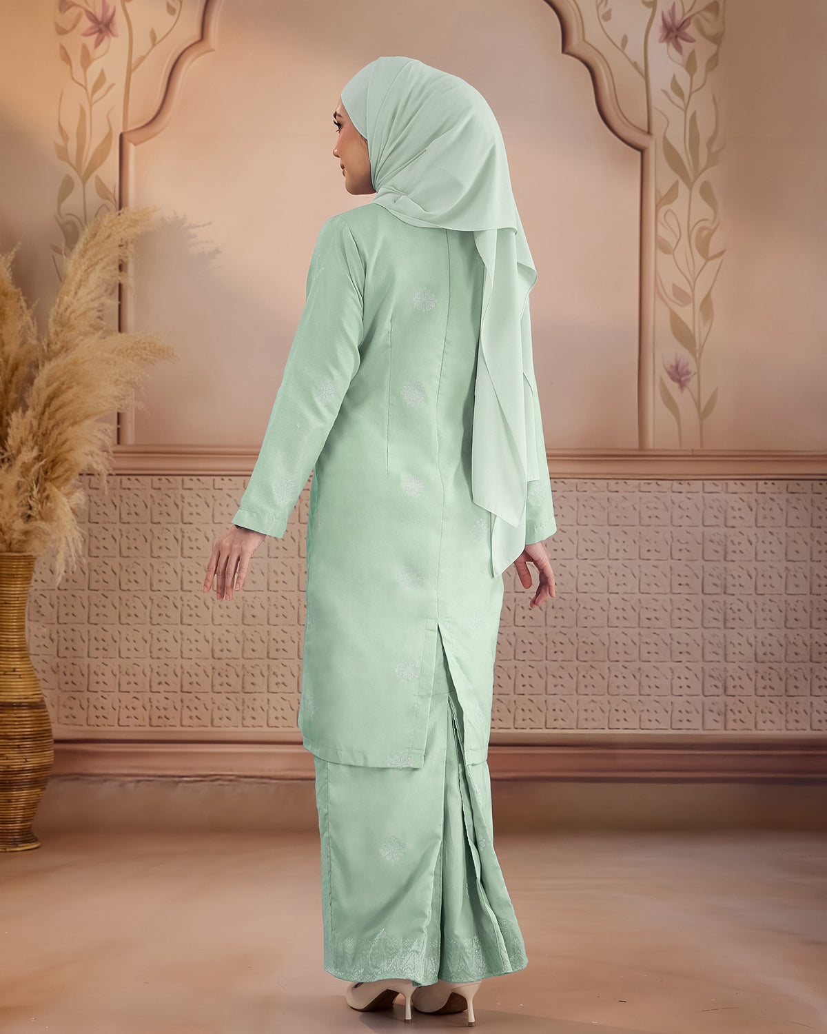 KURUNG LAYLA (MODEN) | SAGE GREEN - SILVER