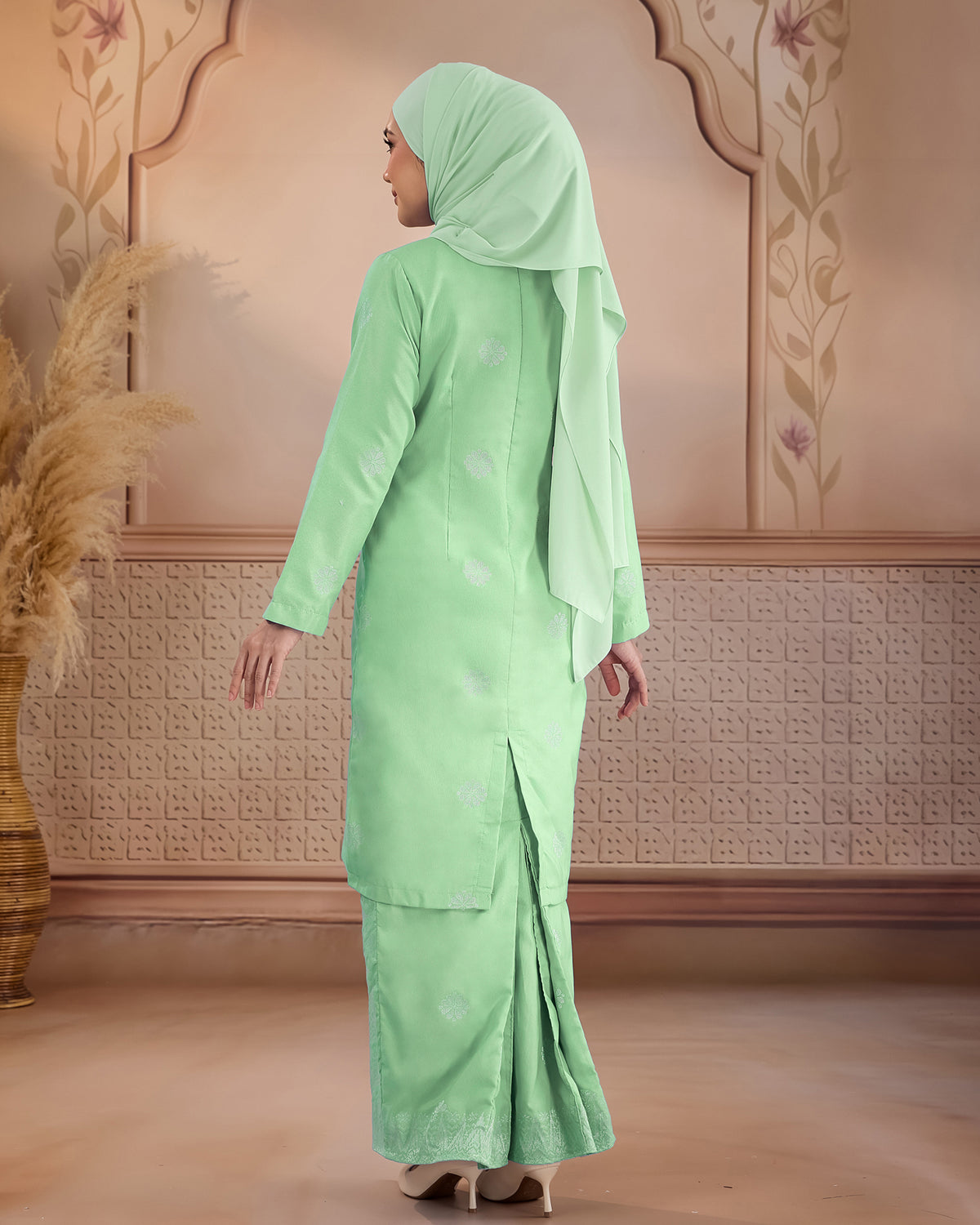 KURUNG LAYLA (MODEN) | MINT GREEN - SILVER