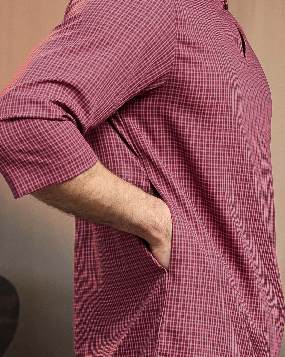 KURTA BAHARI (Checked) - MAROON