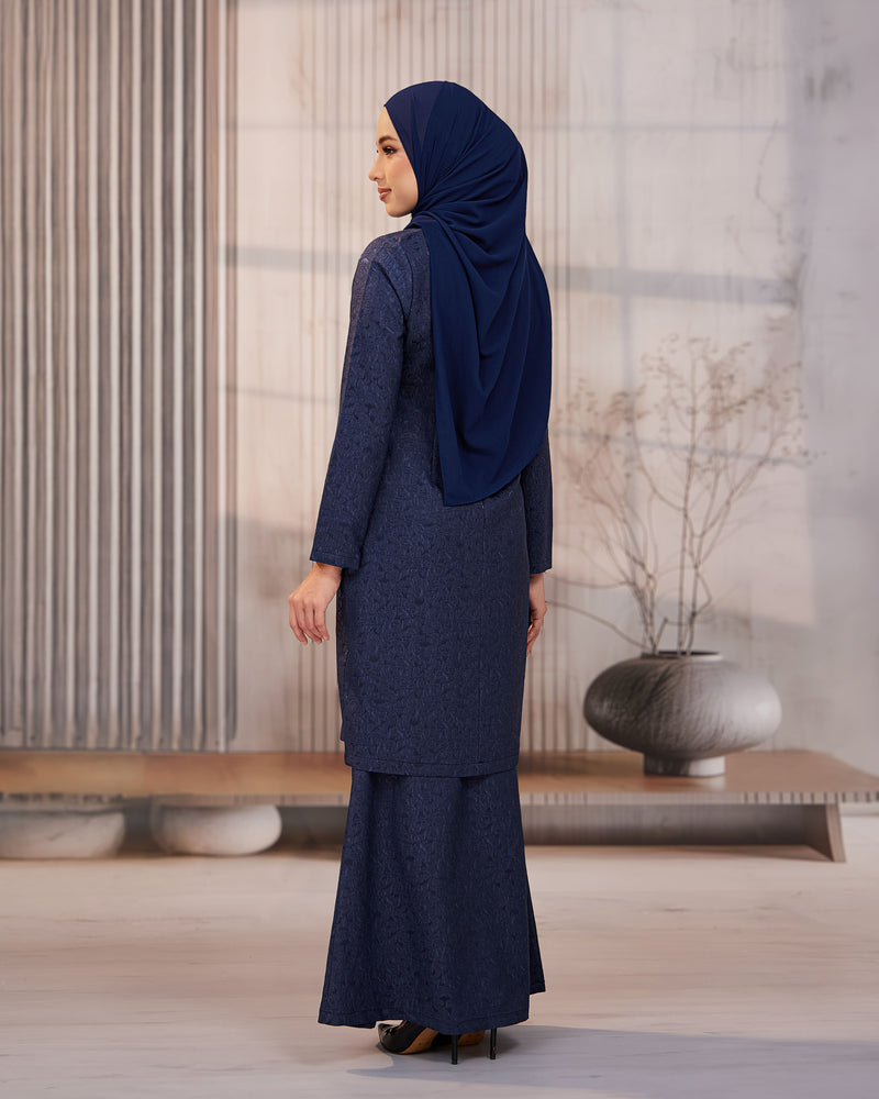 KURUNG ORKED (Moden) - Navy Blue | Soft Premium Brocade