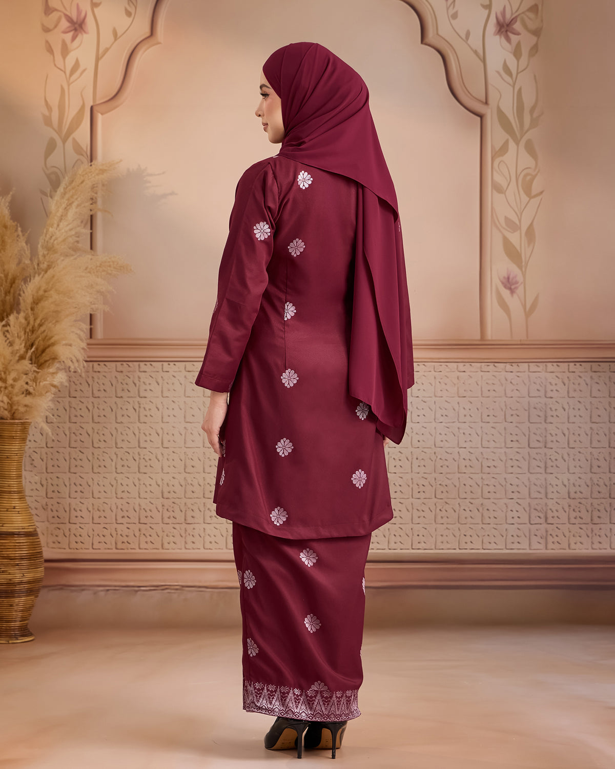KURUNG ANGGUN (KEBAYA) | MAROON - SILVER