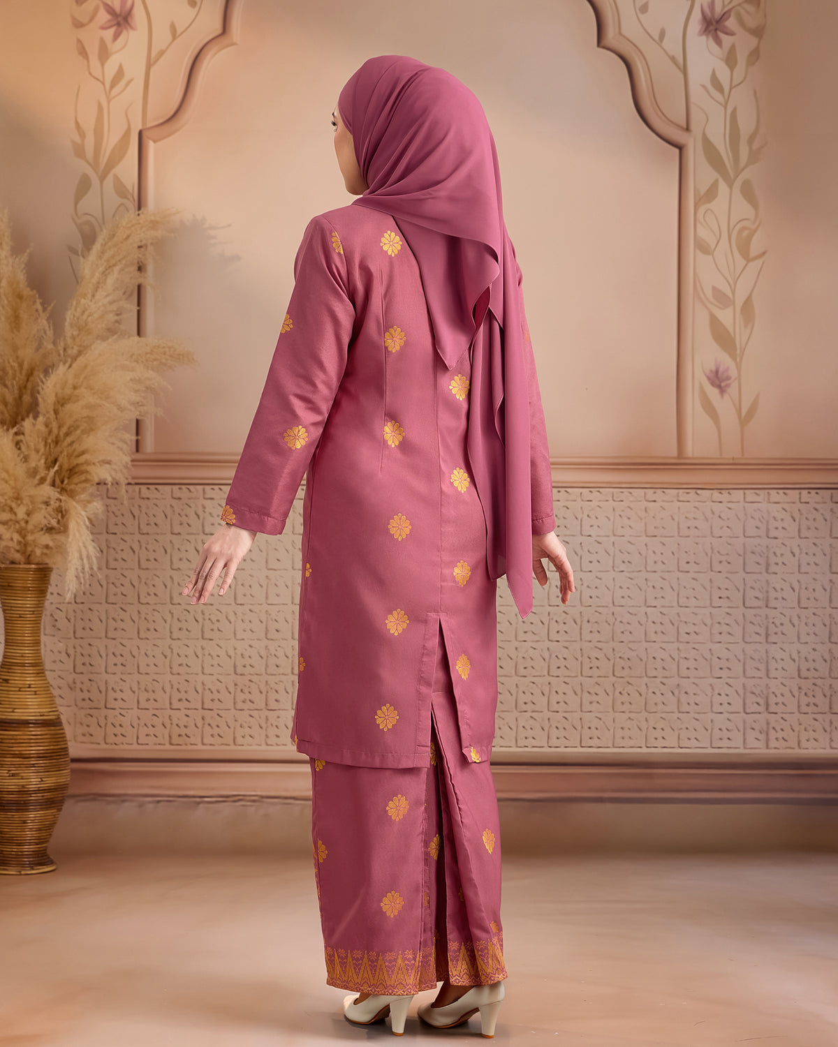 KURUNG LAYLA (MODEN) | DUSTY PINK - GOLD