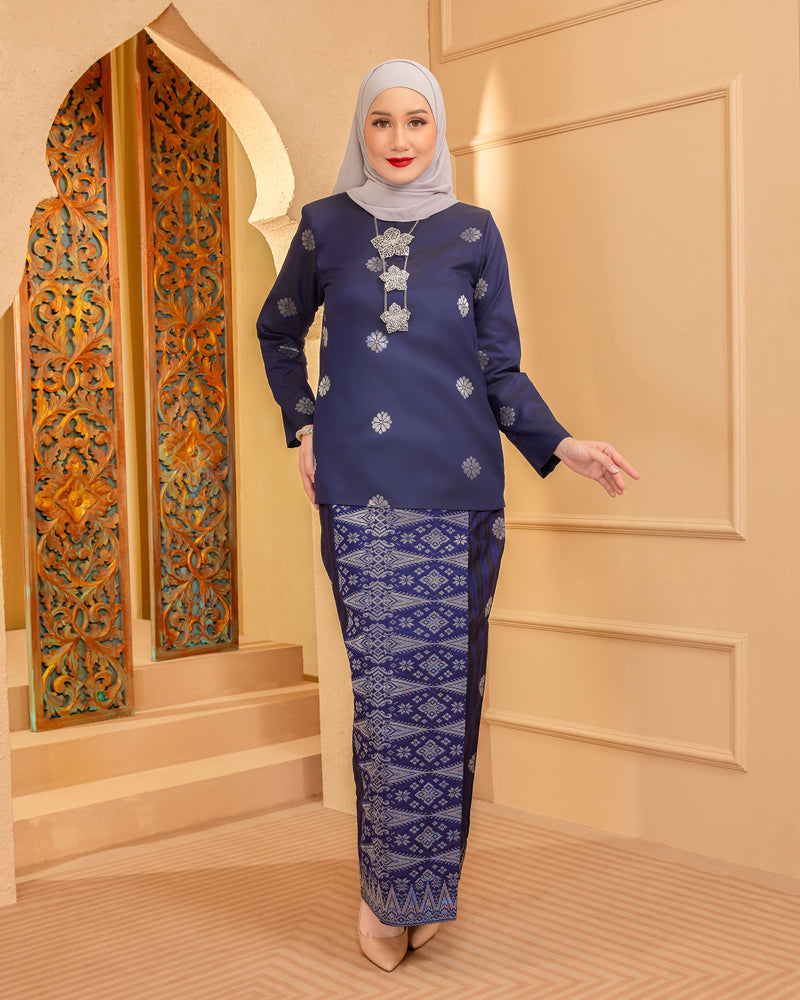 KURUNG MAHSURI (KEDAH) - Songket Jalur | Navy Blue-Black