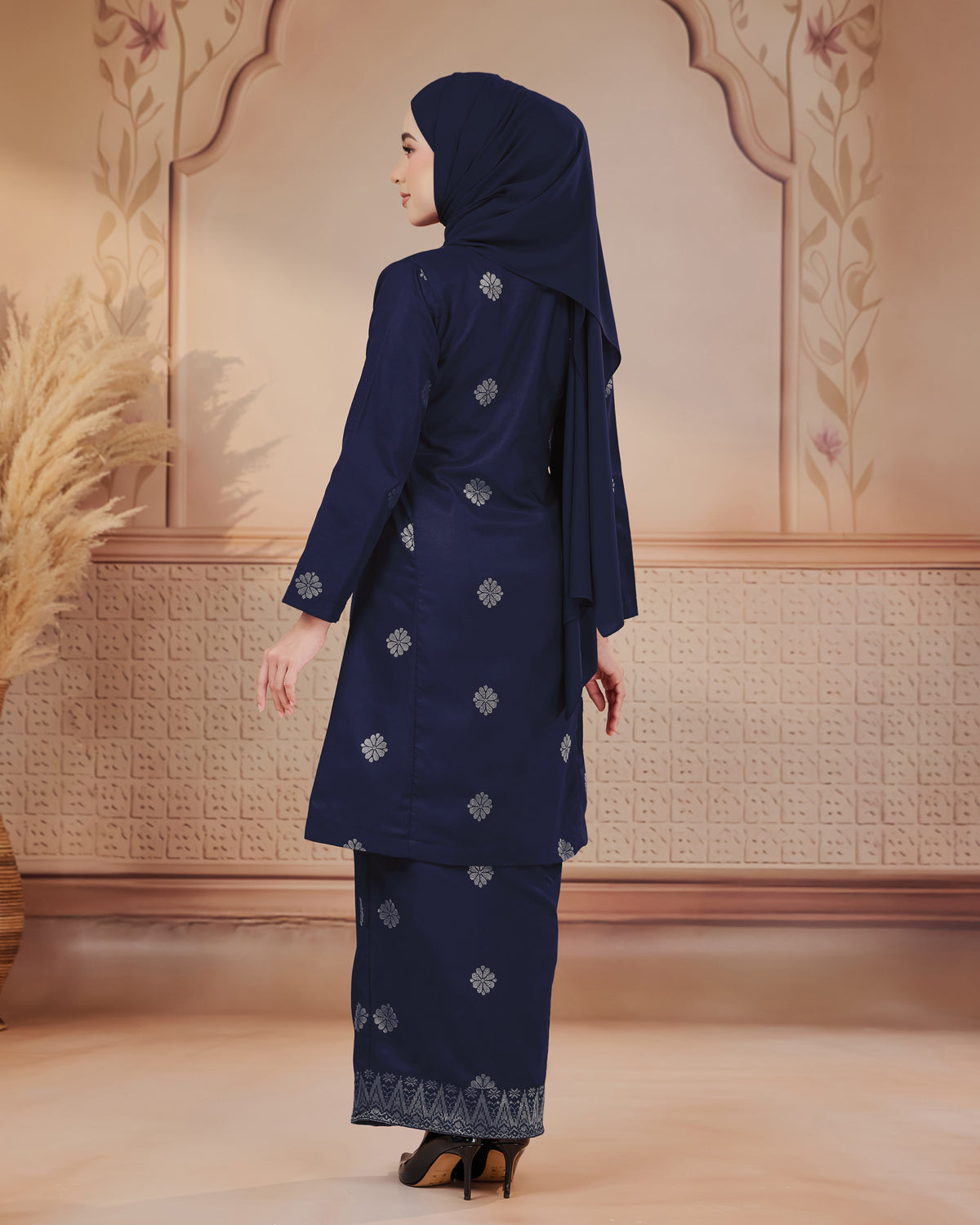 KURUNG SURAYA (PESAK GANTUNG) | NAVY BLUE - SILVER