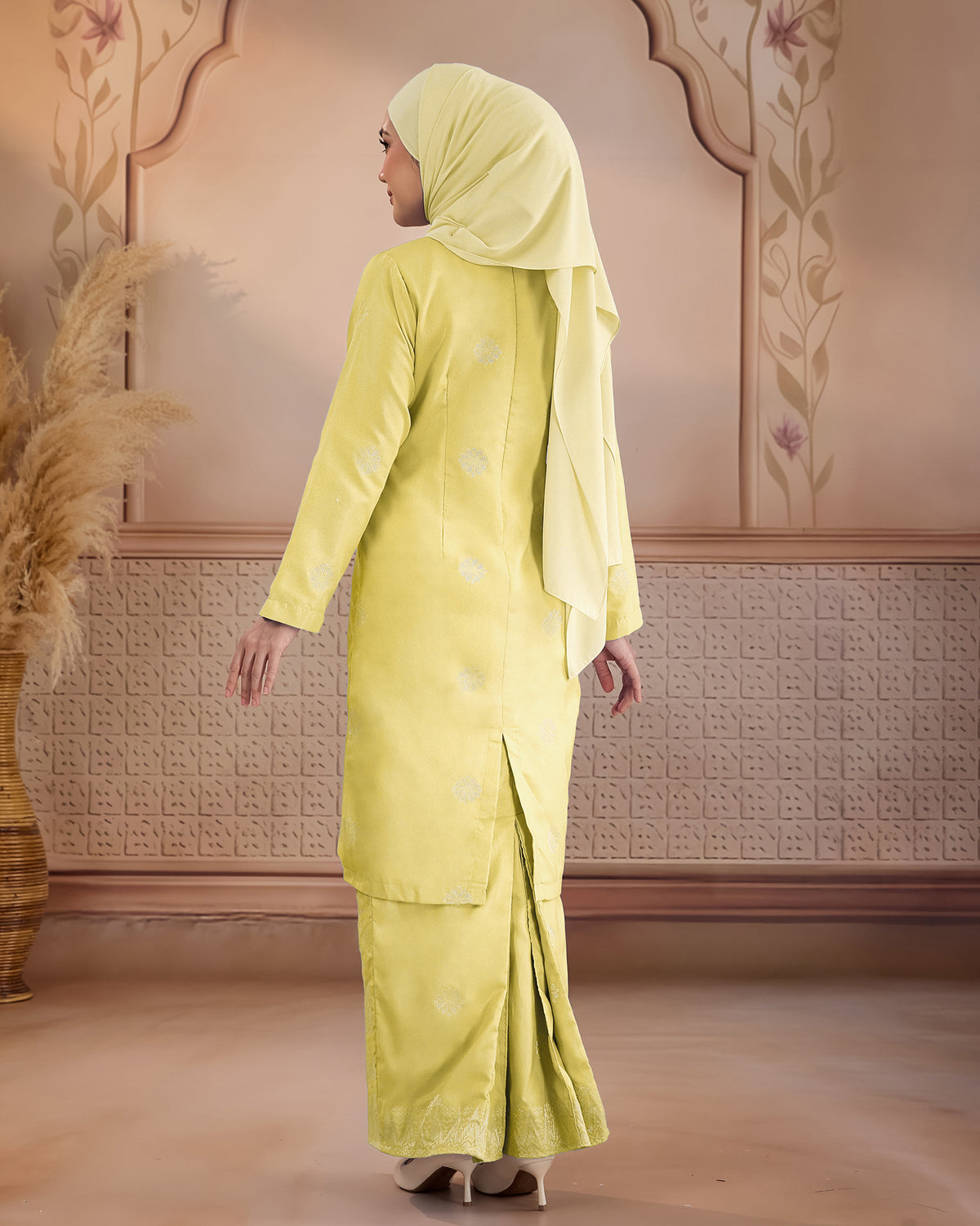 KURUNG LAYLA (MODEN) | SOFT YELLOW - SILVER