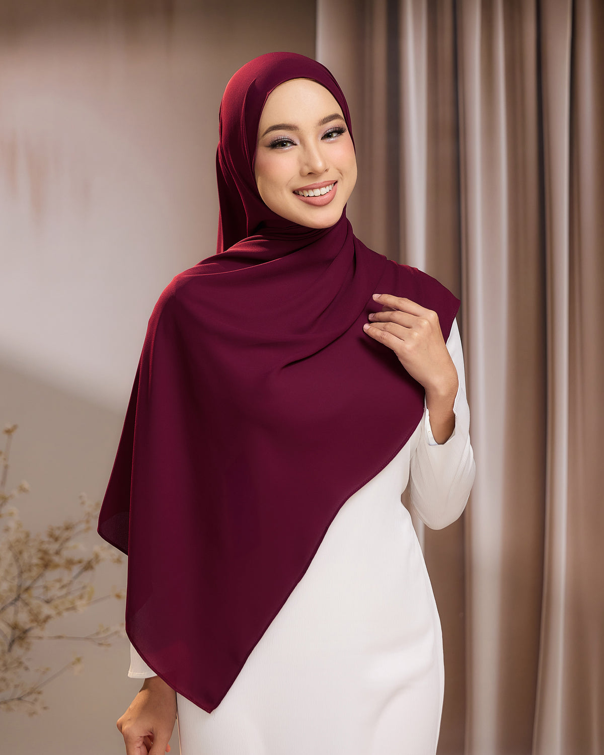 LUNA SHAWL - BURGUNDY | FLOWY TUDUNG