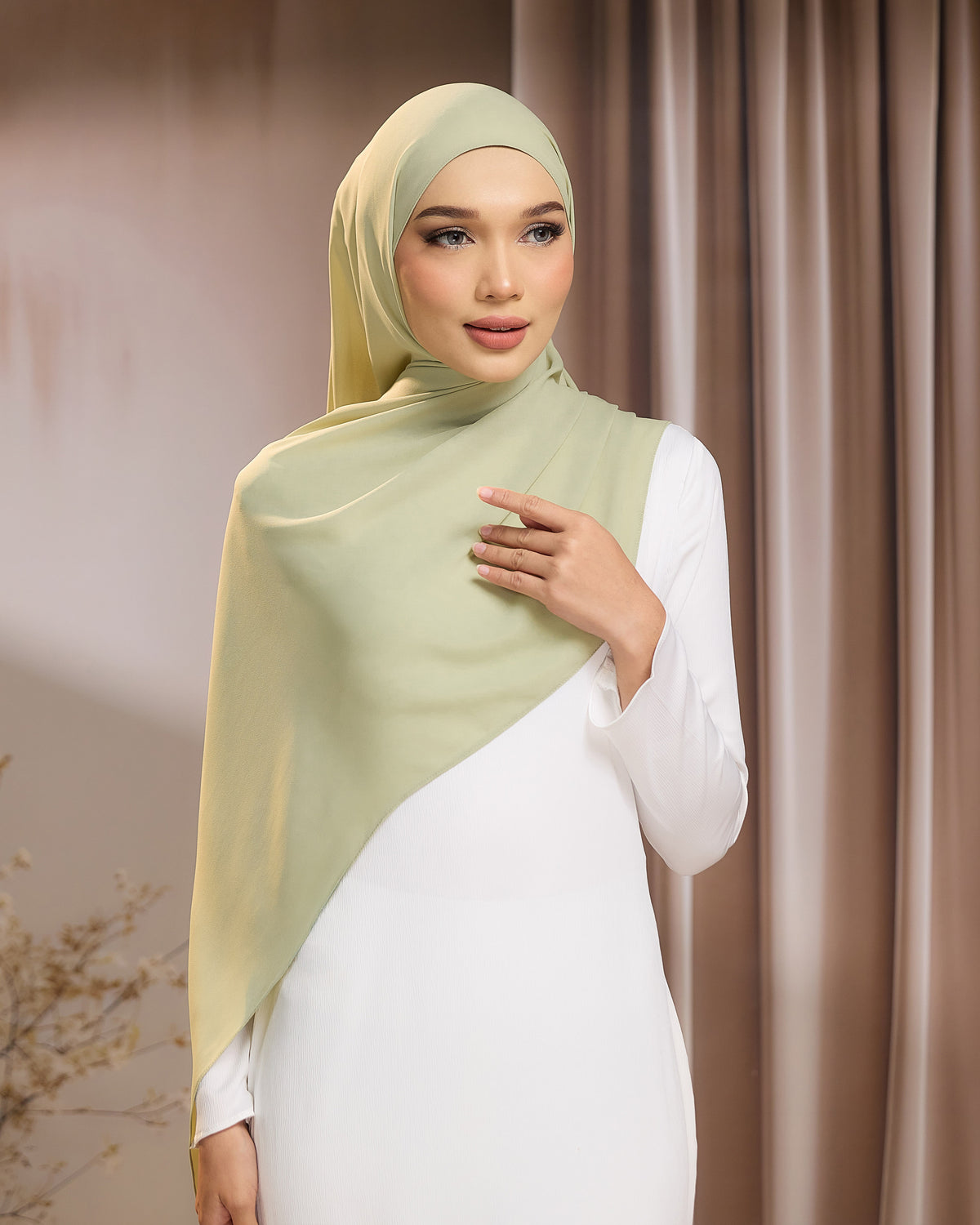 LUNA SHAWL - MINT GREEN | FLOWY TUDUNG