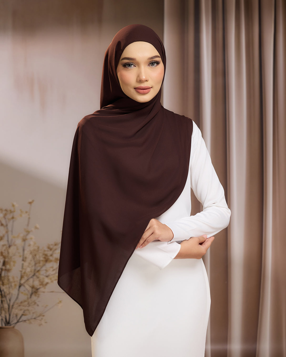 LUNA SHAWL - RICH BROWN | FLOWY TUDUNG