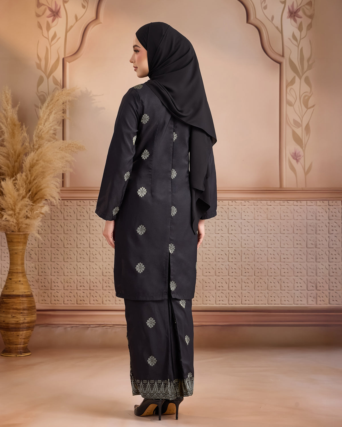 KURUNG LAYLA (MODEN) | BLACK - SILVER