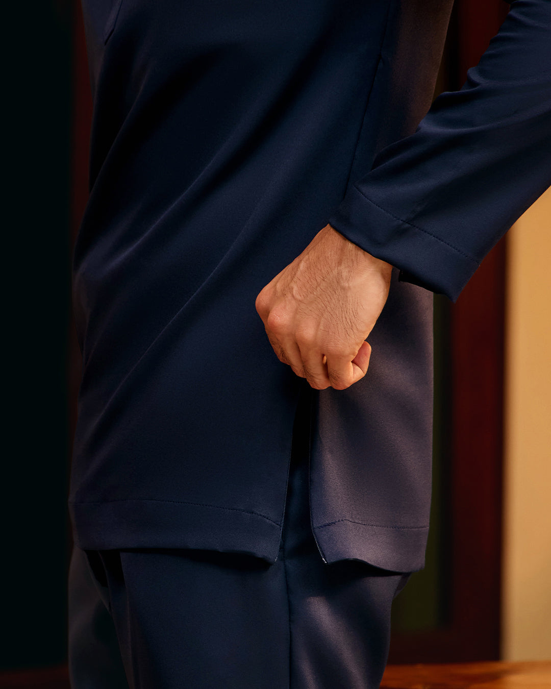 BAJU MELAYU MEGAT (CEKAK MUSANG) - NAVY BLUE (Baju Melayu ONLY)