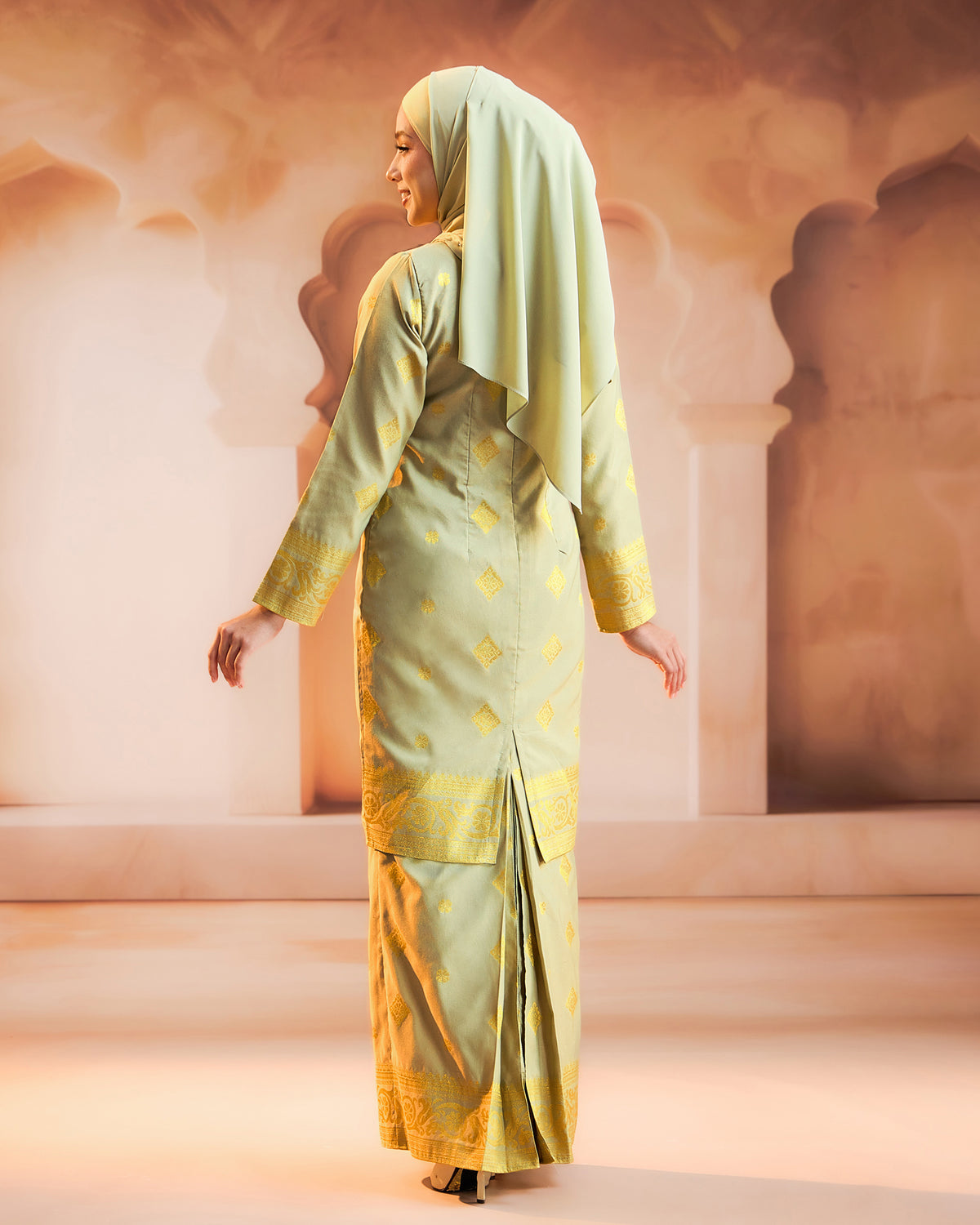 KURUNG PURNAMA (MODEN) RTW | SAGE GREEN GOLD