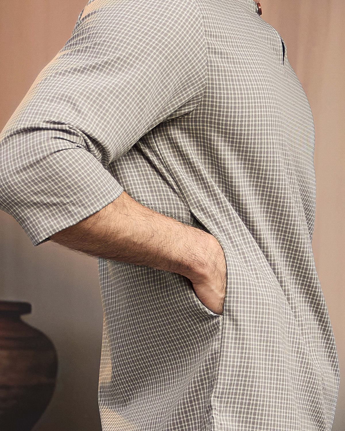 KURTA BAHARI (Checked) - GREY