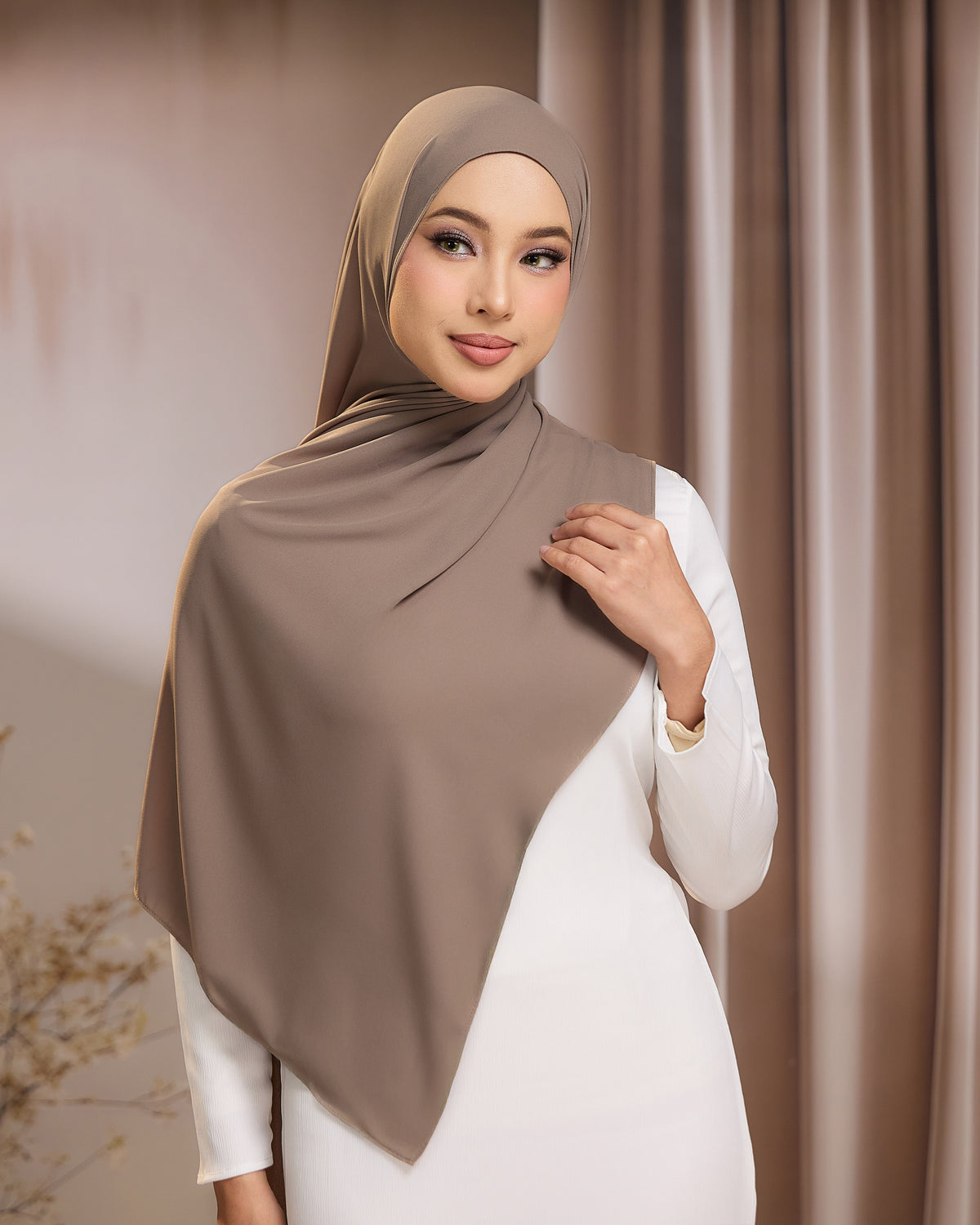 LUNA SHAWL - ASH BROWN | FLOWY TUDUNG
