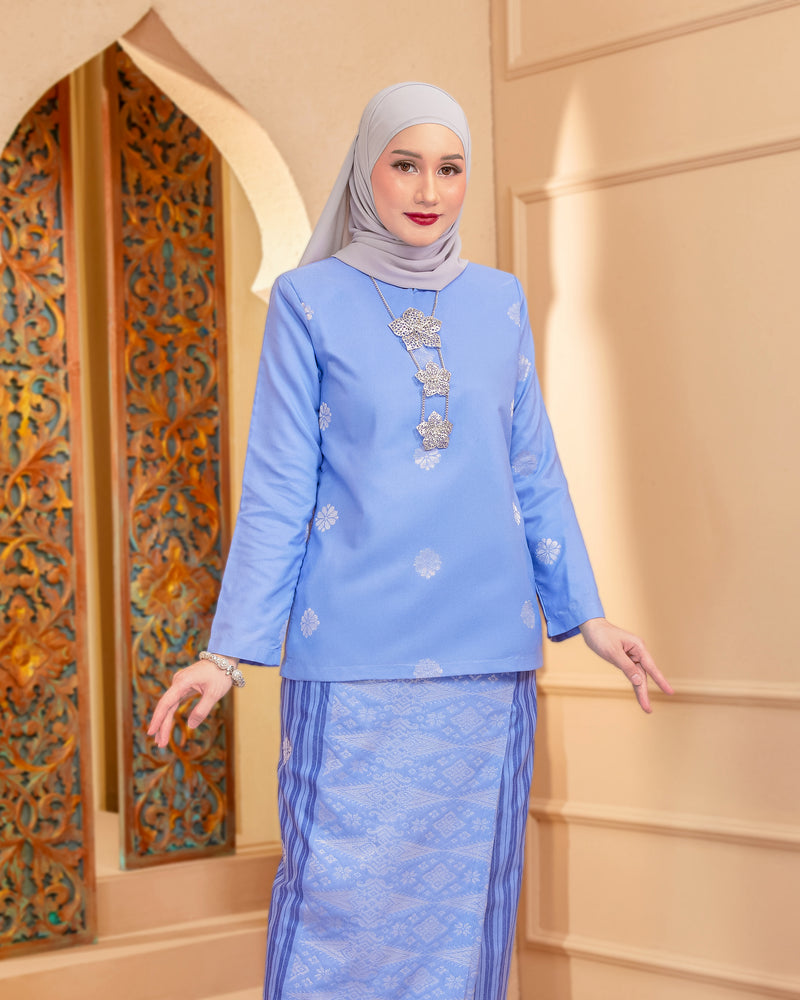 KURUNG MAHSURI (KEDAH) - Songket Jalur | Baby Blue-Navy Blue