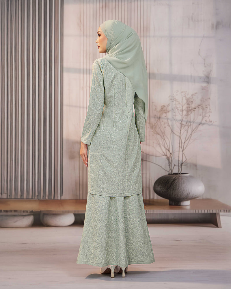 KURUNG ORKED (Moden) - Mint Green | Soft Premium Brocade