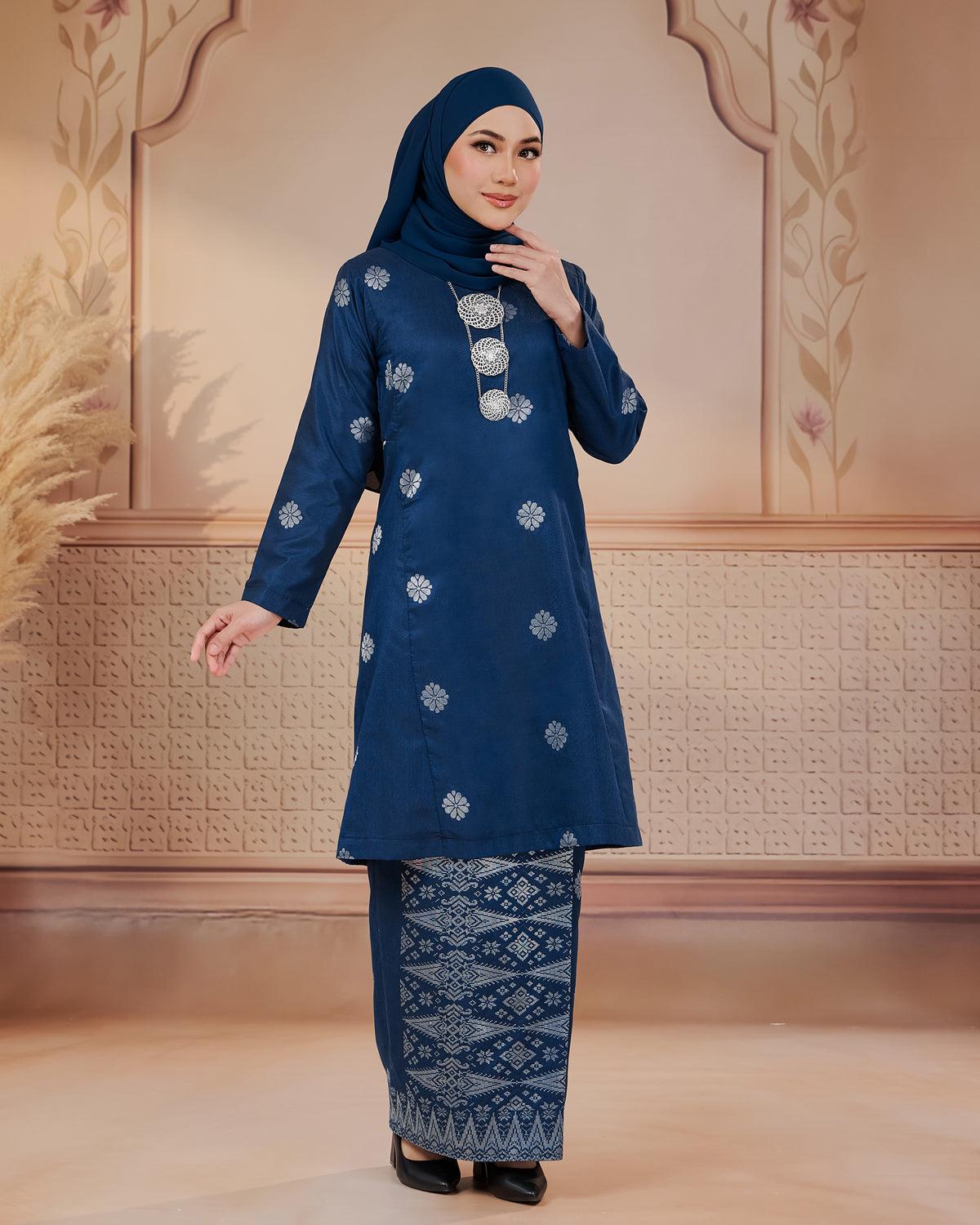 KURUNG SURAYA(PESAK GANTUNG) | TEAL BLUE - SILVER