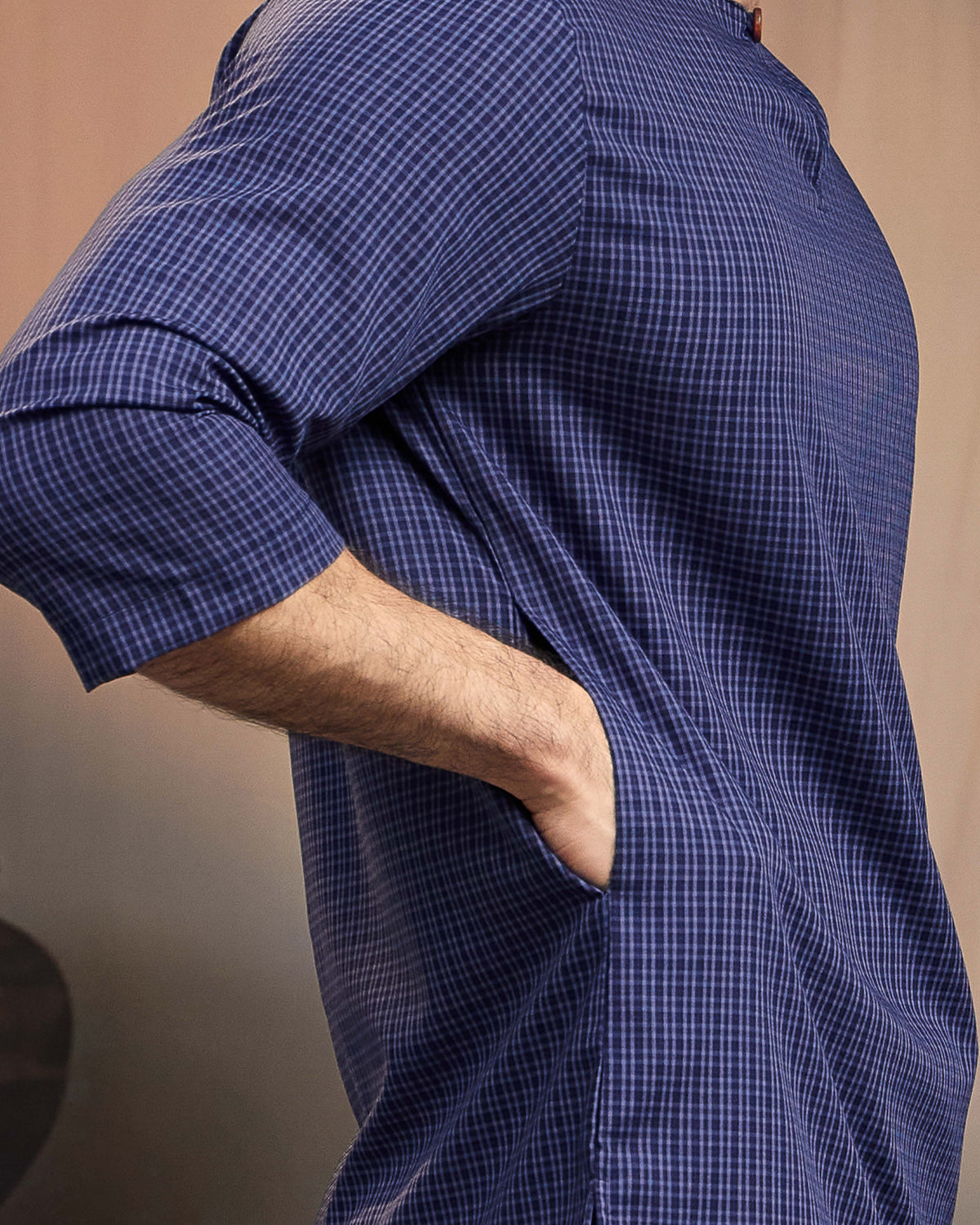 KURTA BAHARI (Checked) - NAVY BLUE