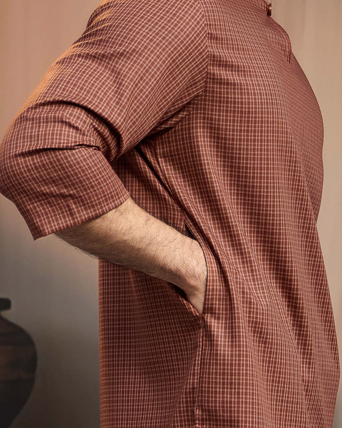 KURTA BAHARI (Checked) - BROWN