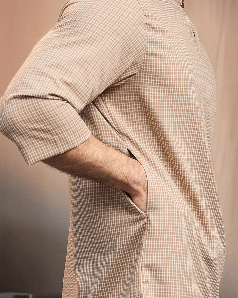 KURTA BAHARI (Checked) - NUDE