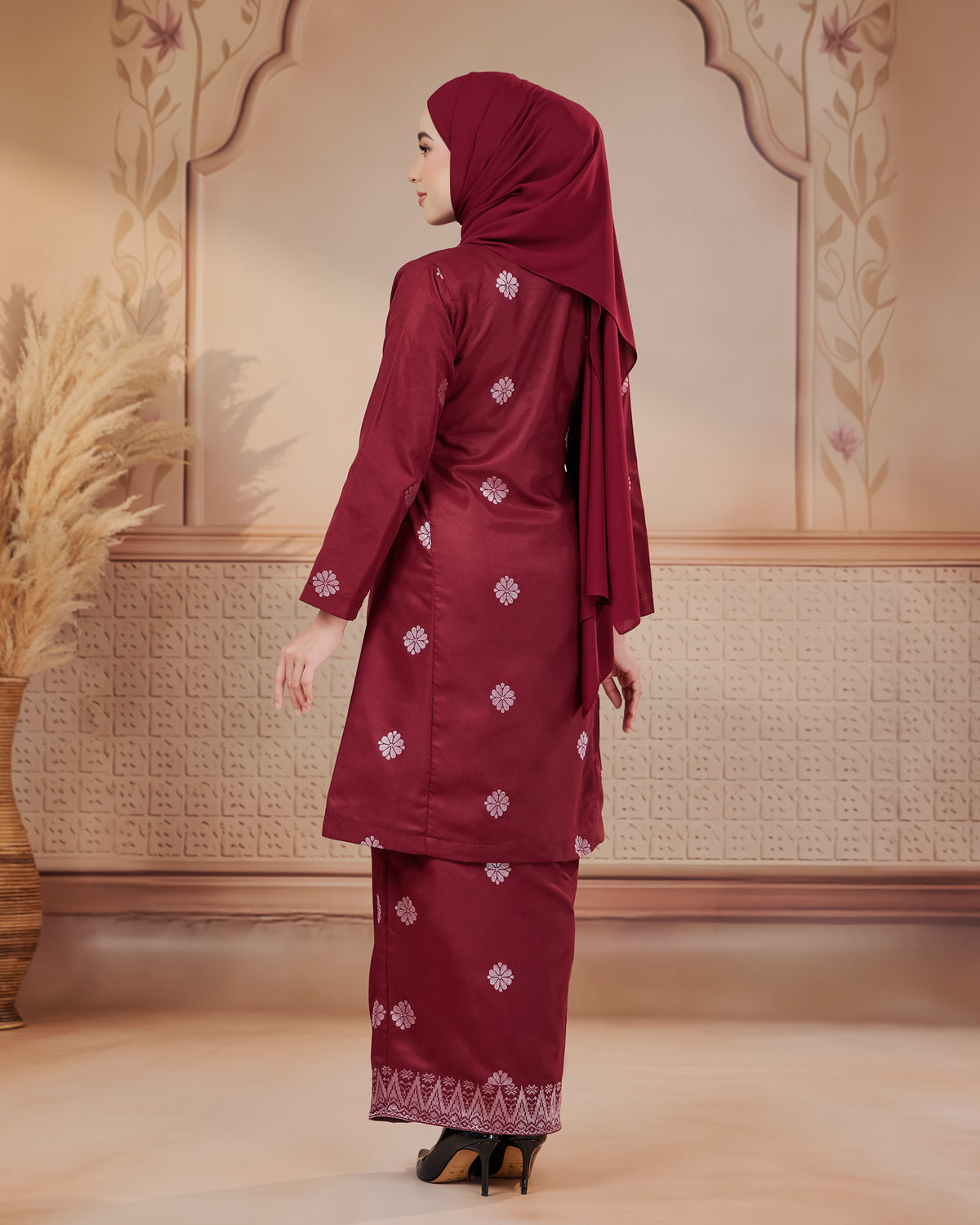 KURUNG SURAYA (PESAK GANTUNG) | MAROON - SILVER