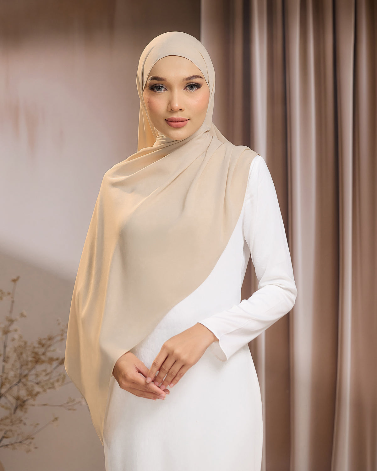 LUNA SHAWL - BEIGE | FLOWY TUDUNG