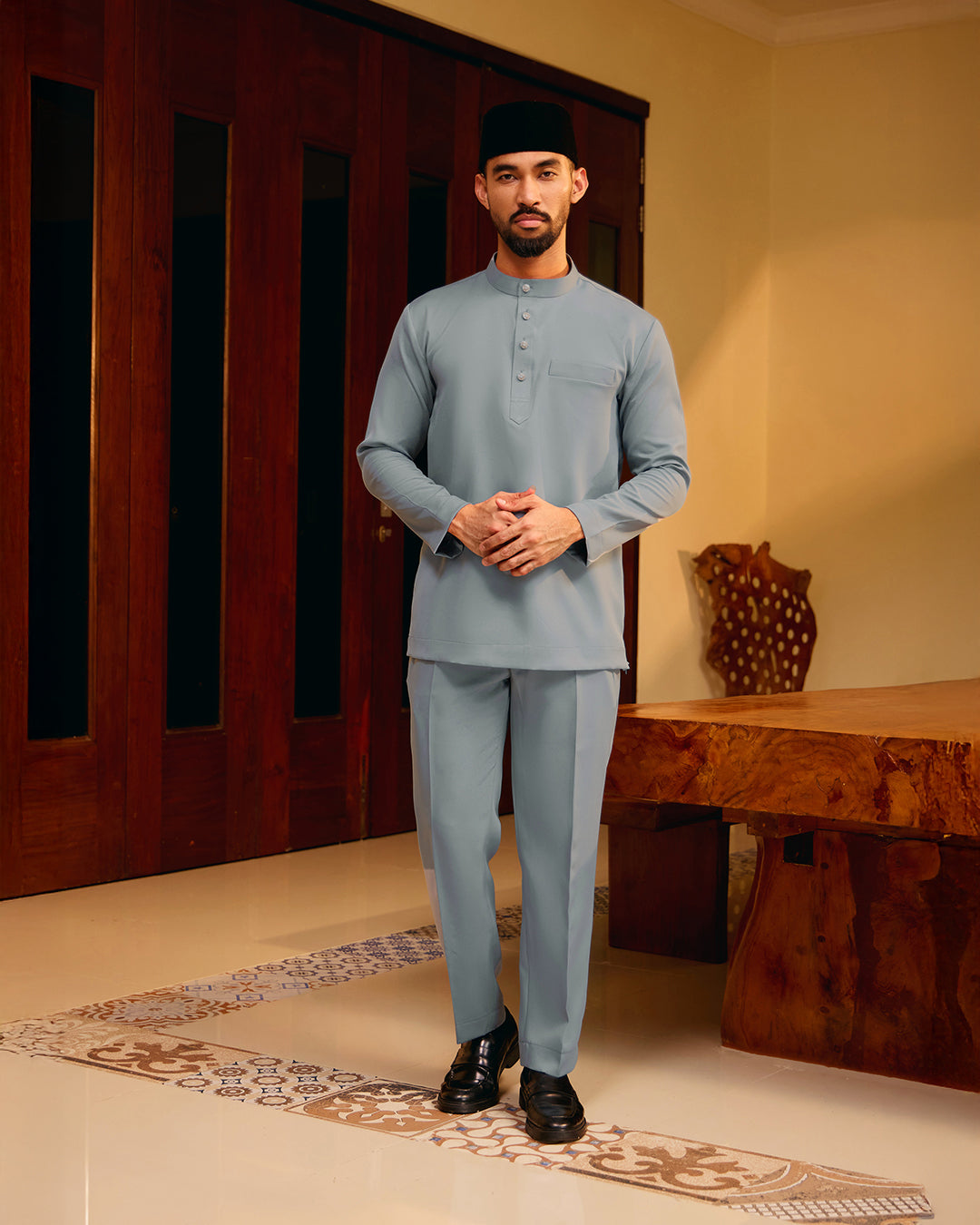 BAJU MELAYU MEGAT (CEKAK MUSANG) - ASH BLUE (Baju Melayu ONLY)