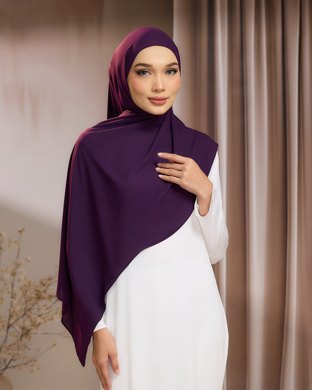 LUNA SHAWL - DARK PURPLE | FLOWY TUDUNG