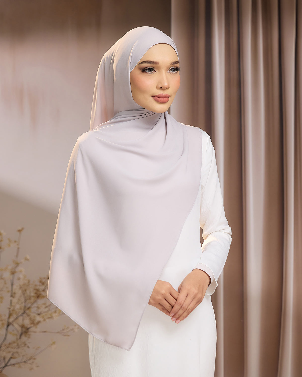 LUNA SHAWL - SILVER | FLOWY TUDUNG