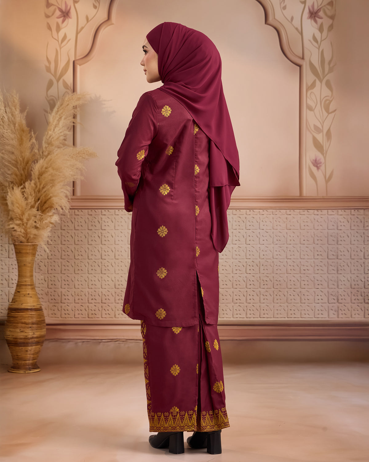 KURUNG LAYLA (MODEN) | MAROON - GOLD