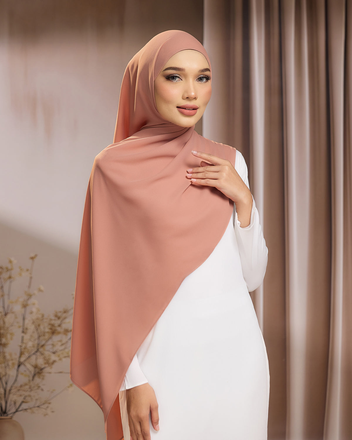 LUNA SHAWL - SALMON | FLOWY TUDUNG