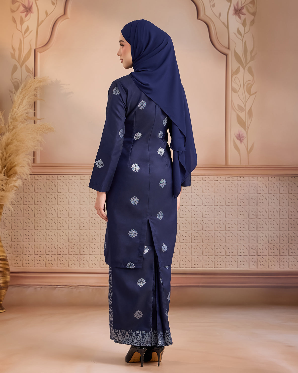 KURUNG LAYLA (MODEN) | NAVY BLUE - SILVER