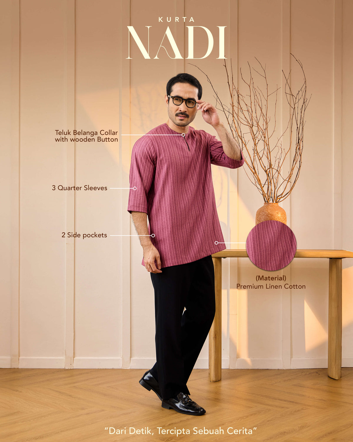 KURTA NADI (STRIPES) - MAROON