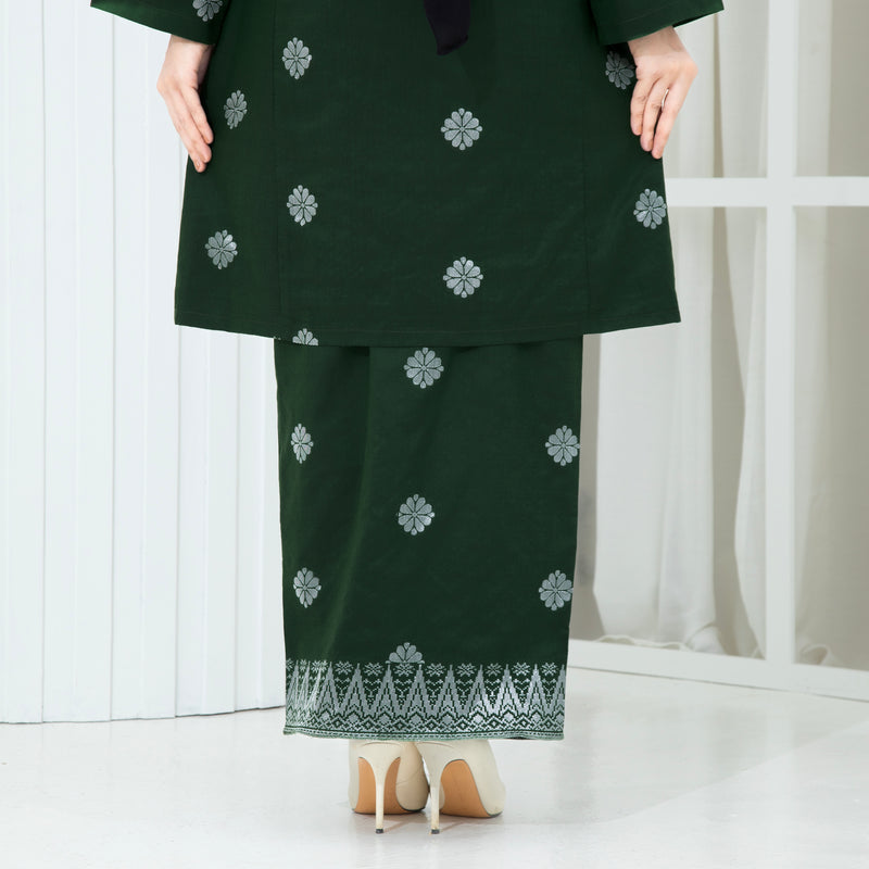 DARK EMERALD GREEN - SILVER | Kurung Suraya - Pesak Gantung