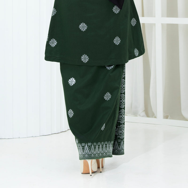 DARK EMERALD GREEN - SILVER | Kurung Anggun - Kebaya