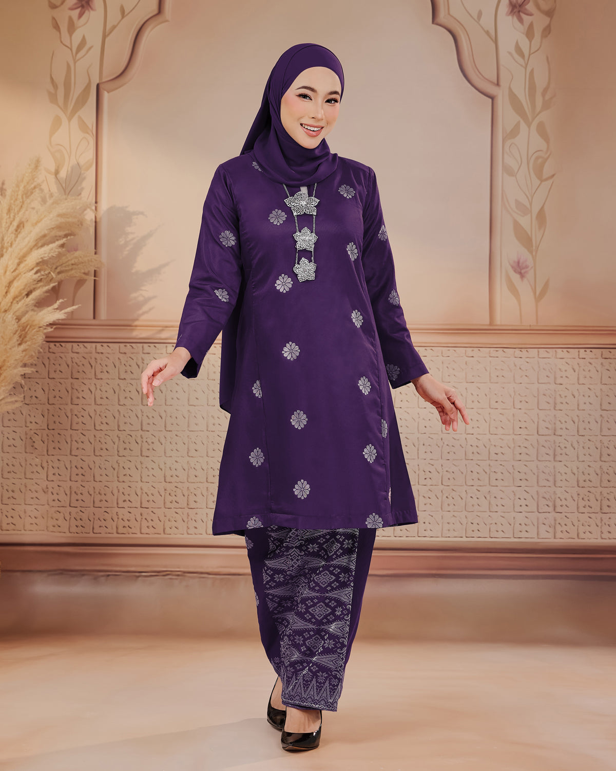 KURUNG SURAYA (PESAK GANTUNG) | PURPLE - SILVER