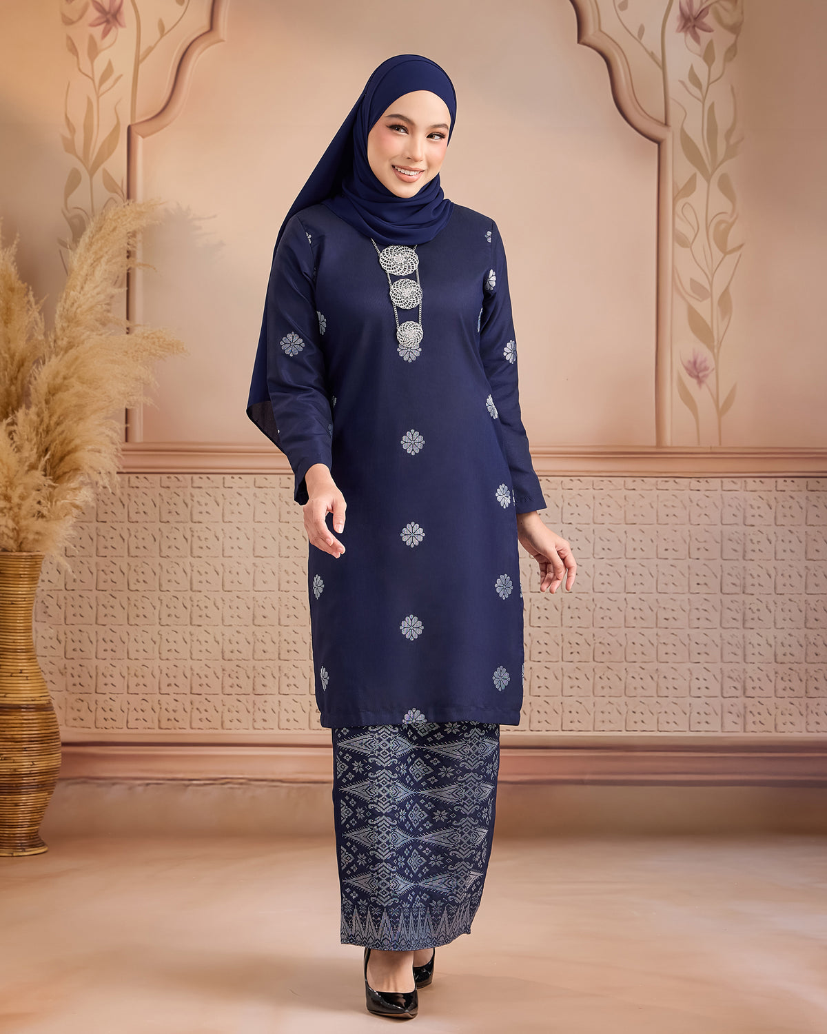 KURUNG LAYLA (MODEN) | NAVY BLUE - SILVER