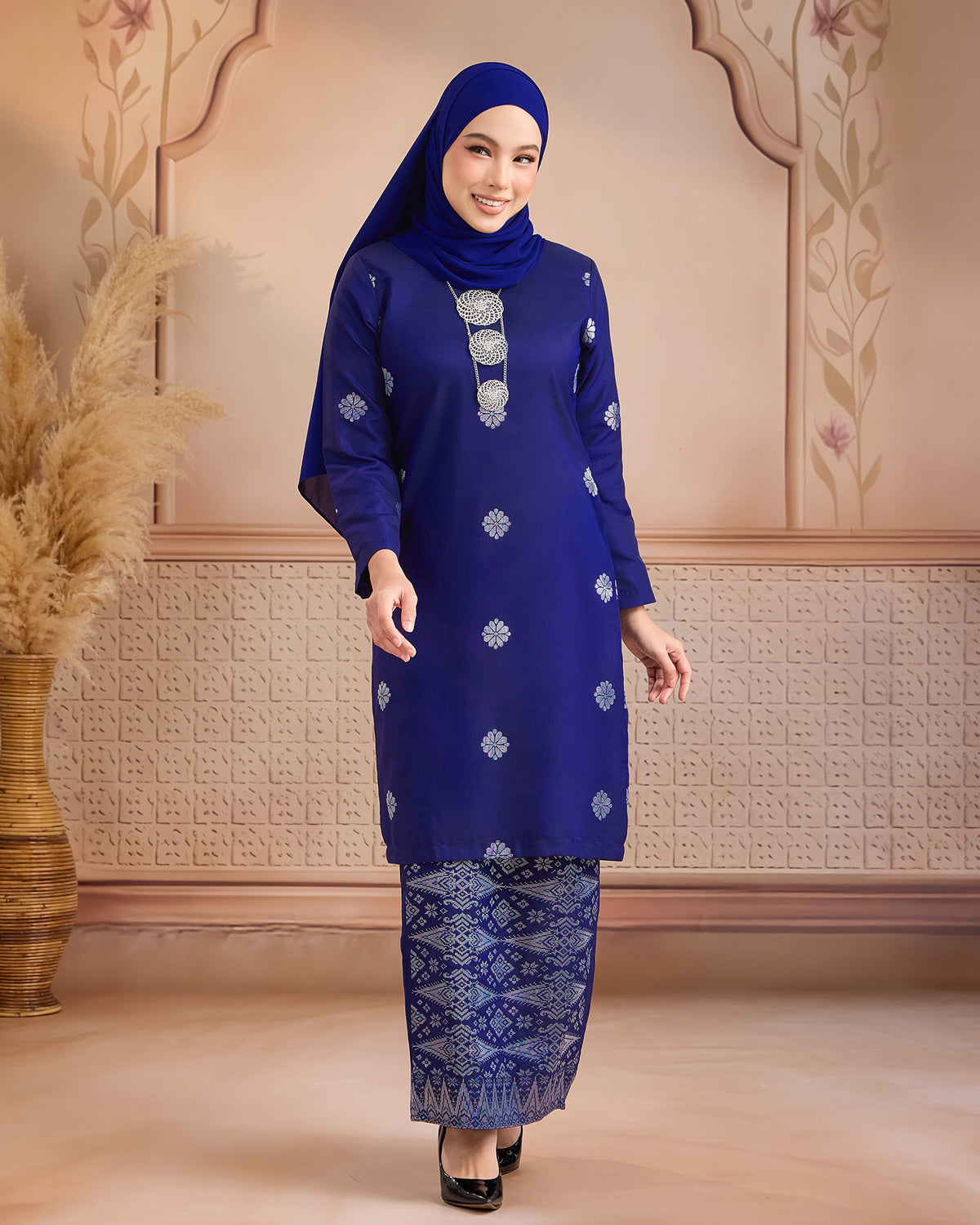 KURUNG LAYLA (MODEN) | ROYAL BLUE - SILVER