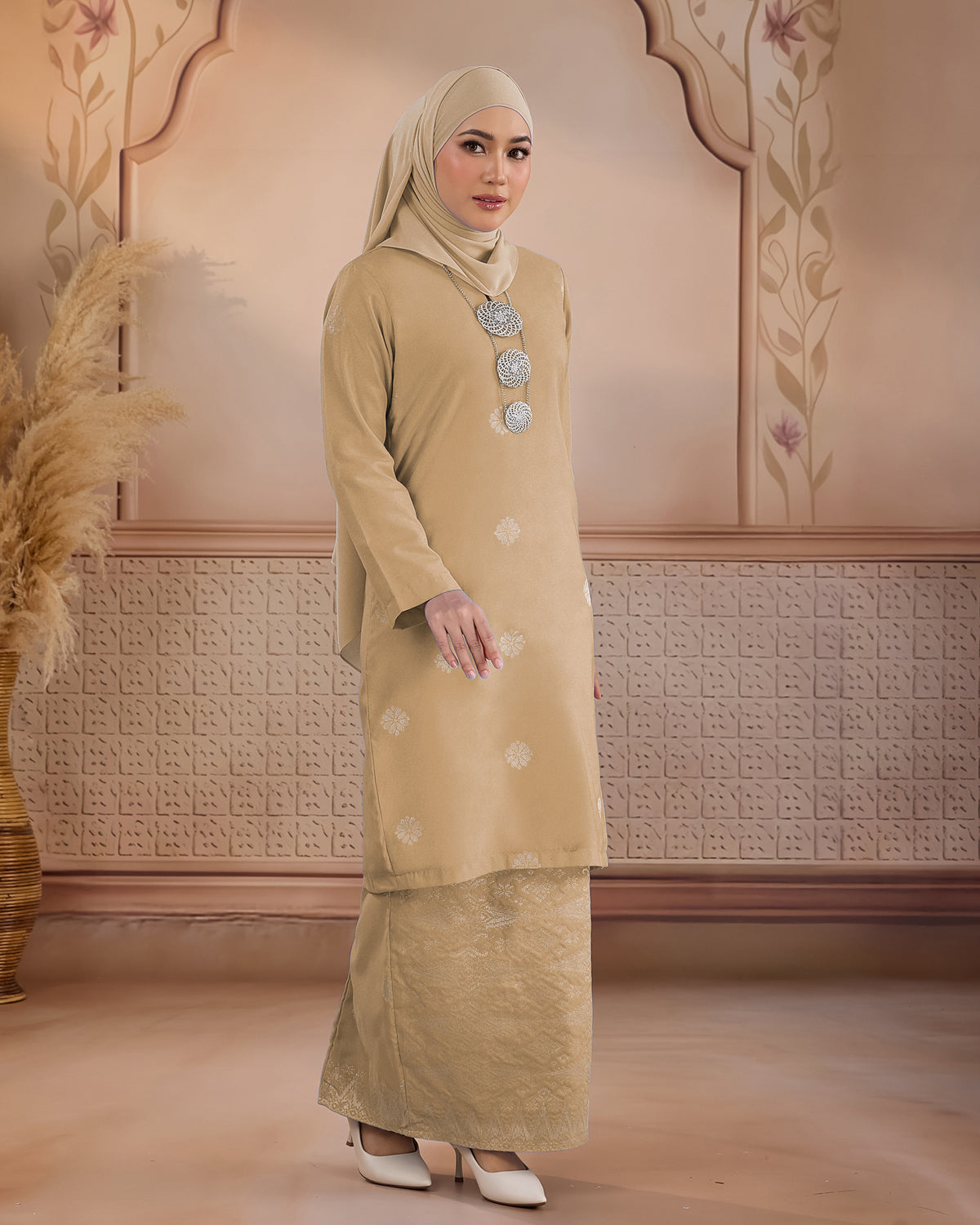 KURUNG LAYLA (MODEN) | NUDE - SILVER