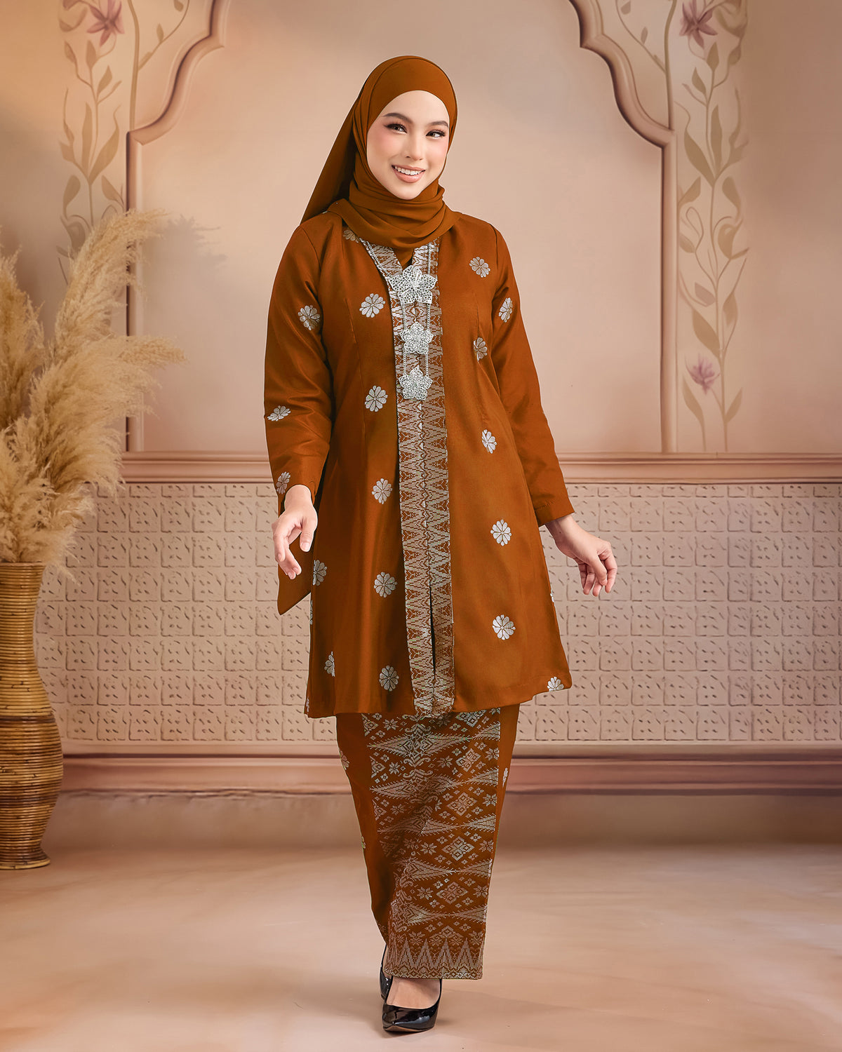 KURUNG ANGGUN (KEBAYA) | BRICK ORANGE - SILVER