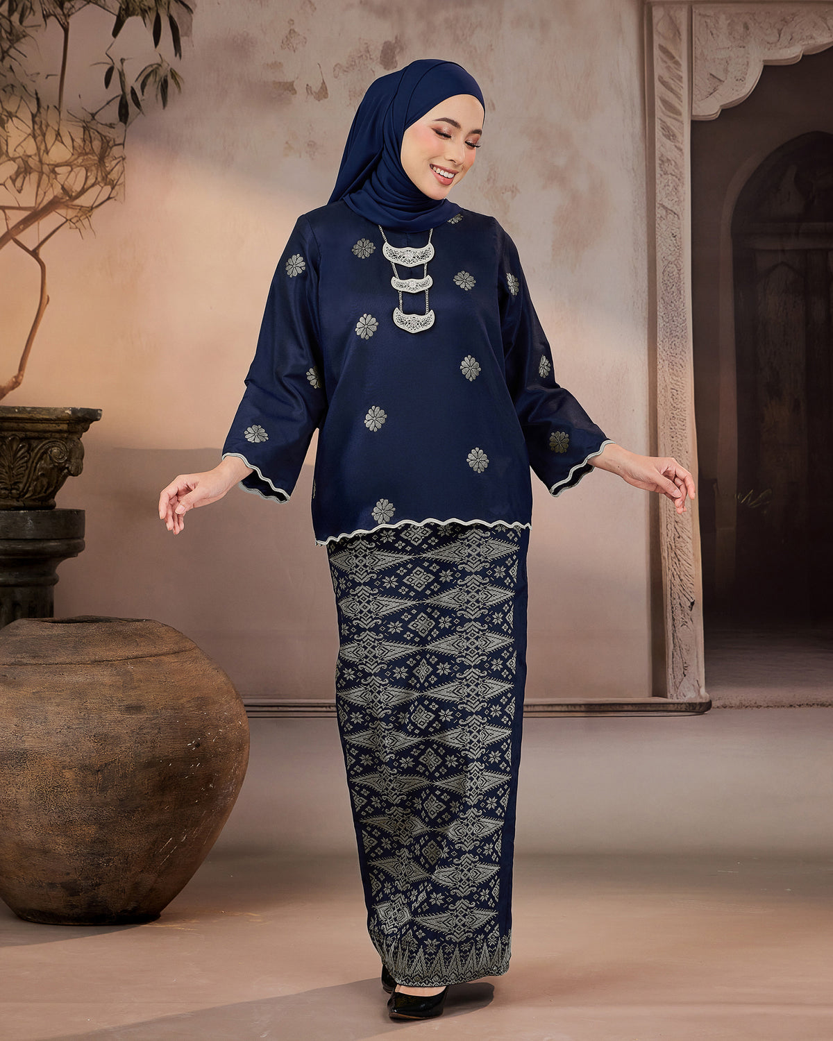 KURUNG RATNA (KEDAH SULAM) | NAVY BLUE - SILVER