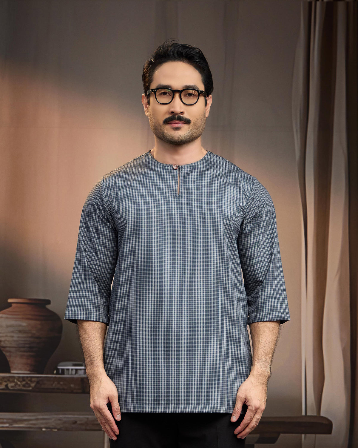 KURTA BAHARI (Checked) - TEAL