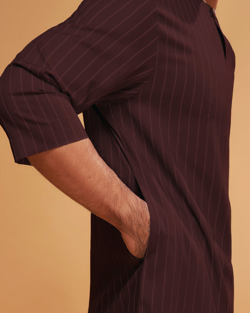 KURTA HADI (STRIPES) - RICH BROWN