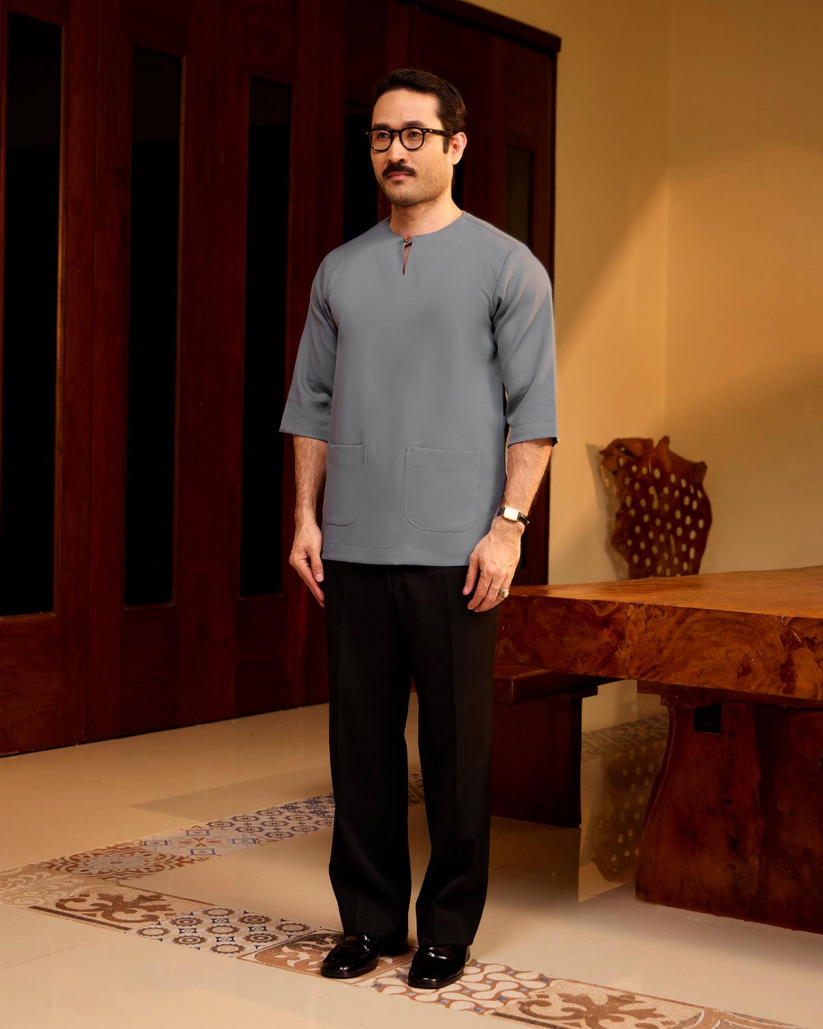 KURTA LAKSAMANA (PLAIN) FRONT POCKET - GREY