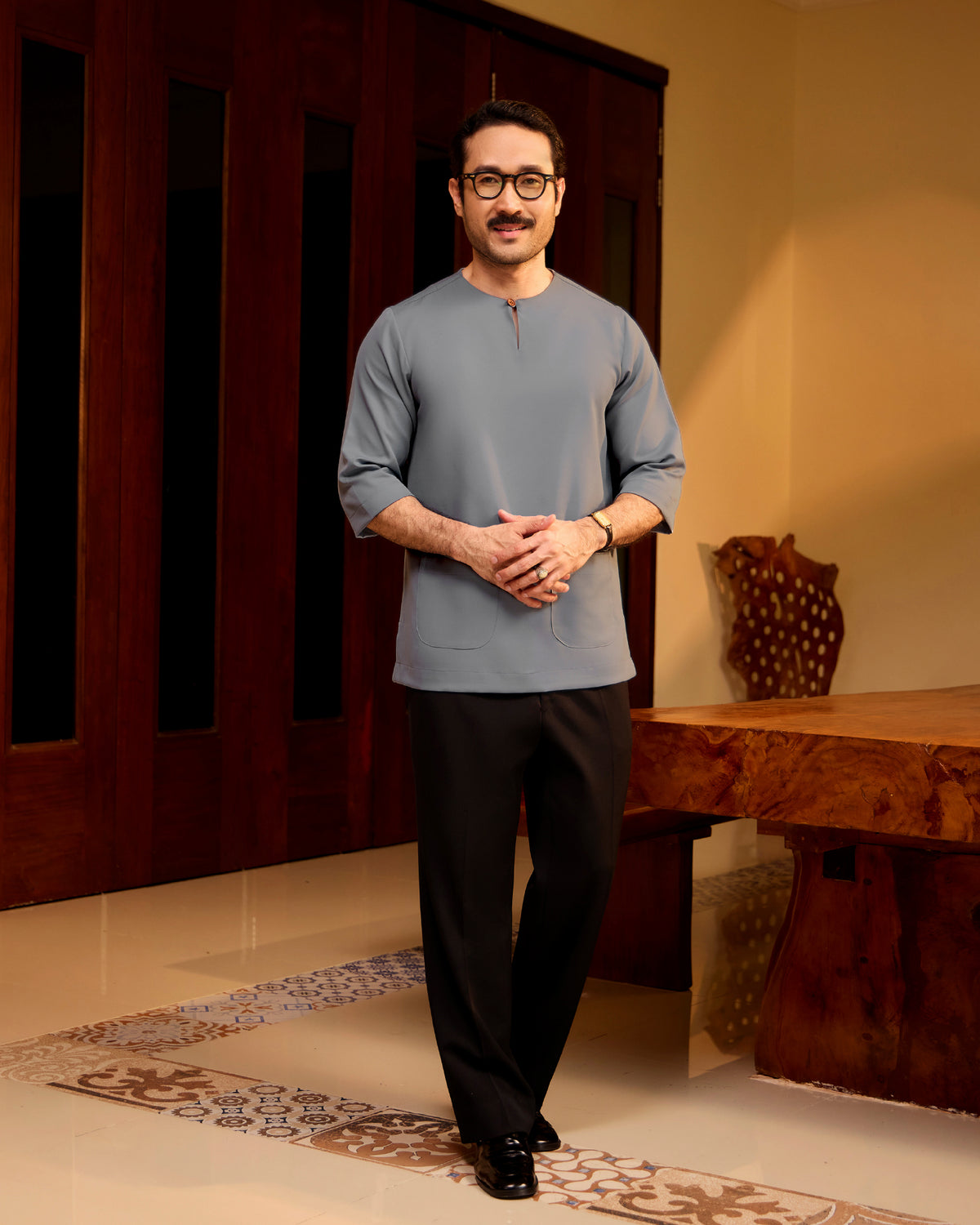 KURTA LAKSAMANA (PLAIN) FRONT POCKET - GREY