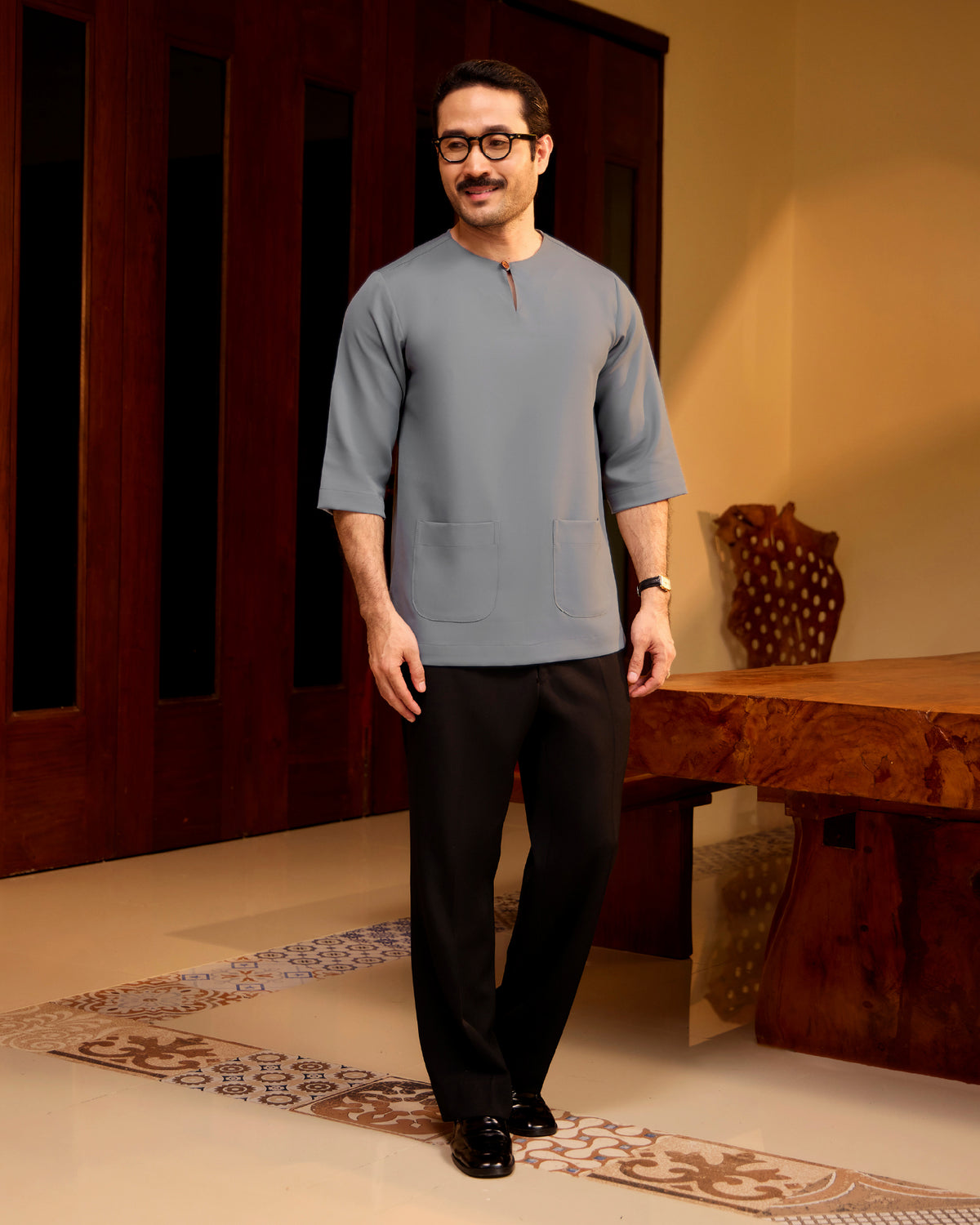 KURTA LAKSAMANA (PLAIN) FRONT POCKET - GREY