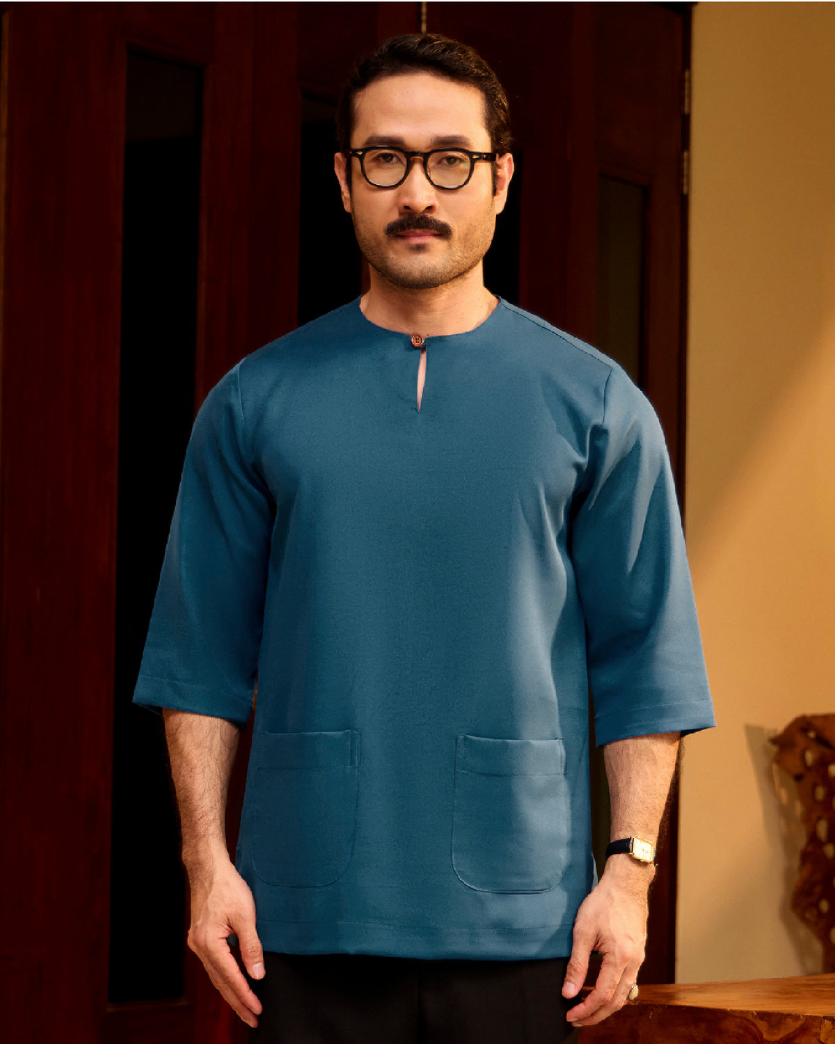KURTA LAKSAMANA (PLAIN) FRONT POCKET - TEAL BLUE